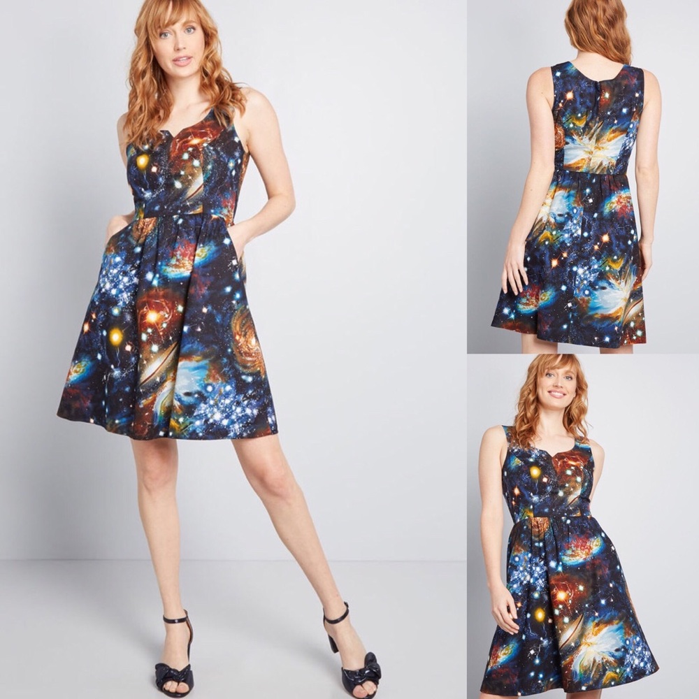 ModCloth Galaxy Solar System Print Dress M